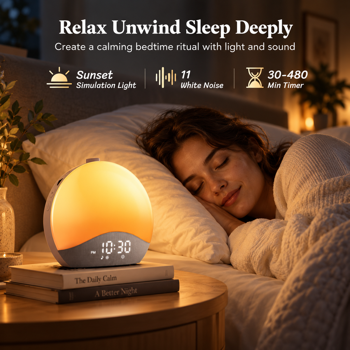 Gozee Sunrise Alarm Clock - White Noise Sound Machine